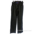 Pantalones negros holgados de mujer con bolsillos dobles